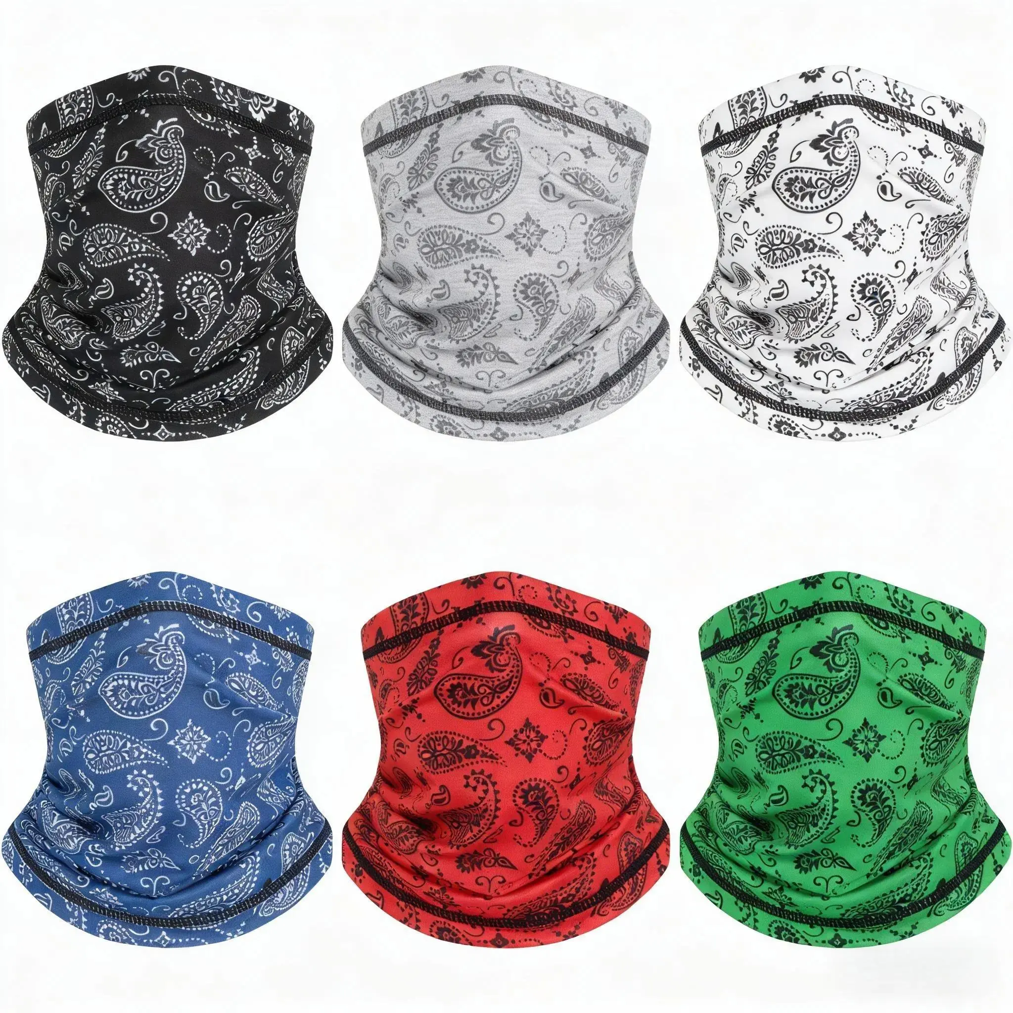 6 Pack Unisex Camo Cotton Neck Gaiter Face Cover, Seamless Quick Dry Multi-Purpose Bandana Scarf Balaclava Headband, One Size Outdoor Sports Protective Gear for Adults
