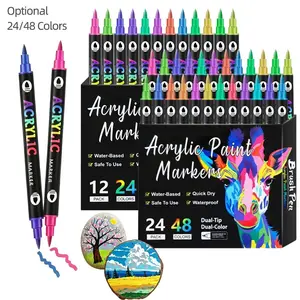 24/48 Color Acrylic Marker Set, Dual-Headed, Vibrant Colors, Drawing Markers, Ideal for Graffiti, Office, Art, DIY Crafts, Perfect Gift for School, Christmas, Graduation