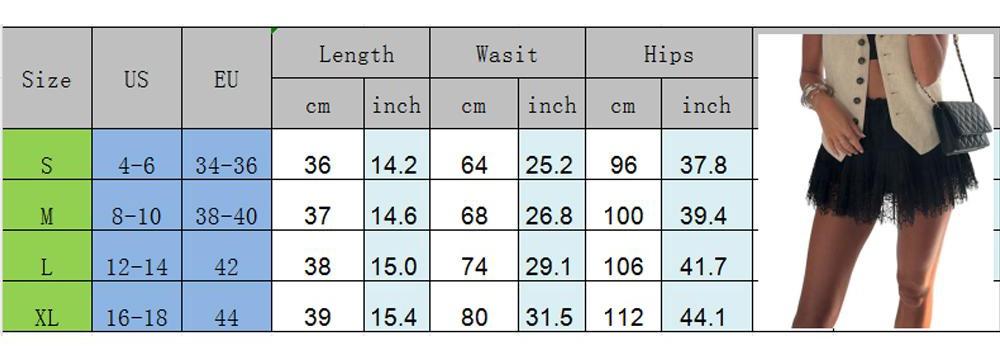 Women's Lace Mini Skirts Casual Low Waist Solid Color Loose Fit Pleated Skirts Summer A-line Skirts