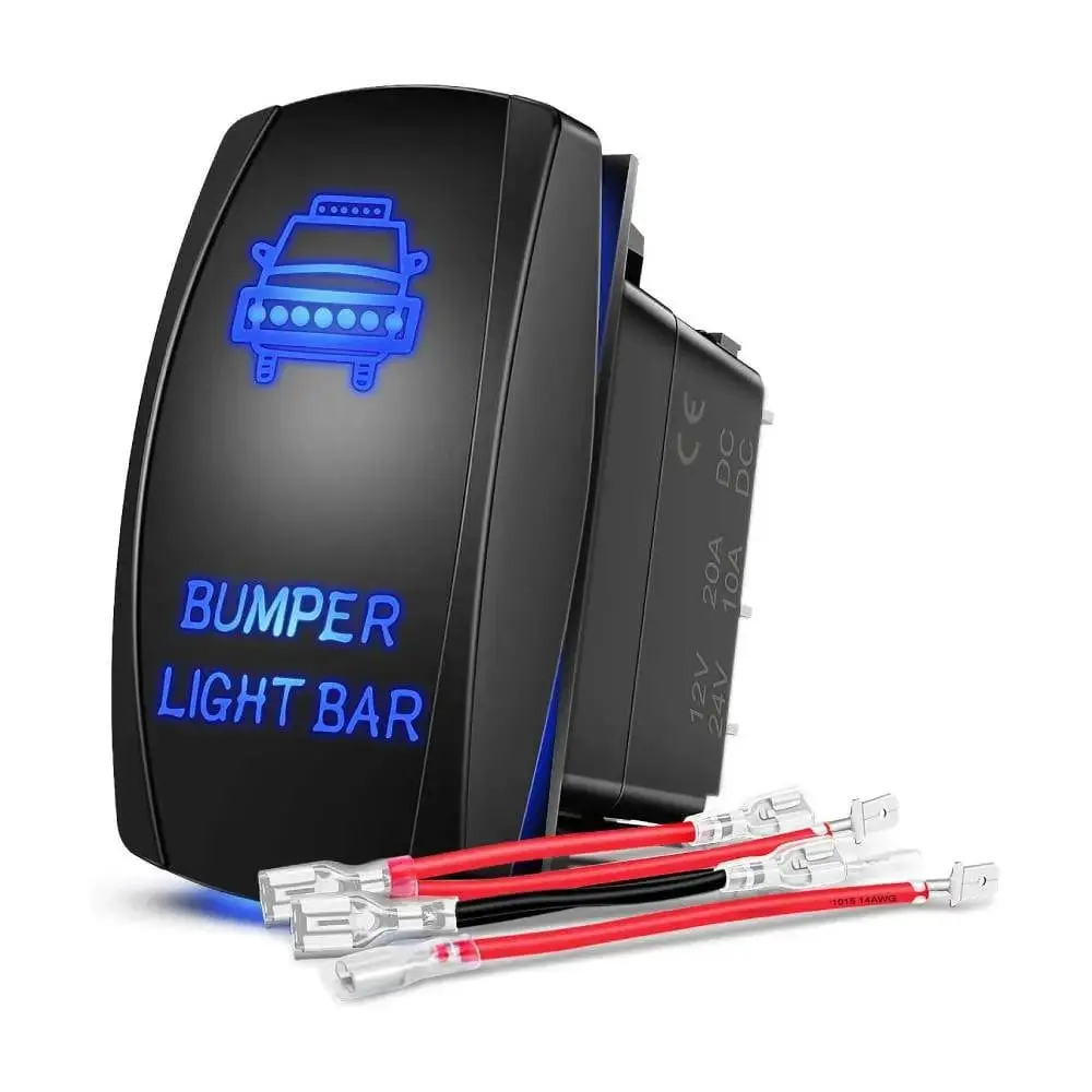 Nilight 5-Pin Durable Laser On/Off Rocker Switch for Cars, Motorcycles, Boats, Yachts - Blue Bumper Light Bar Switch