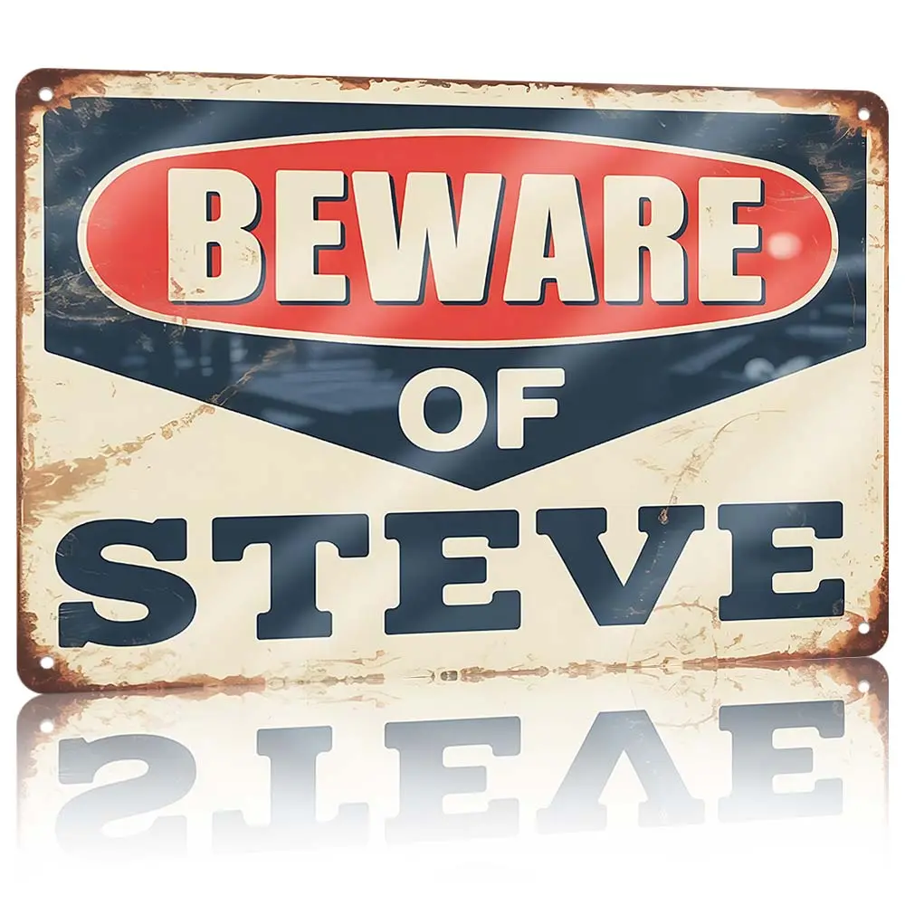 Rustic Retro Custom Name Beware Aluminum Wall Sign 12×8in, Home Security Warning Decor Plaque for Cabin Barn Patio Man Cave Indoor Outdoor Household Decoration