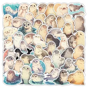 50 PCS Cute Seal Stickers, Waterproof Vinyl Durable Healing Marine Animal Decals for Laptop, Luggage, Skateboard, Phone, Fridge, Trendy Stickers for Teens, Adults, Boys and Girls (Seal)