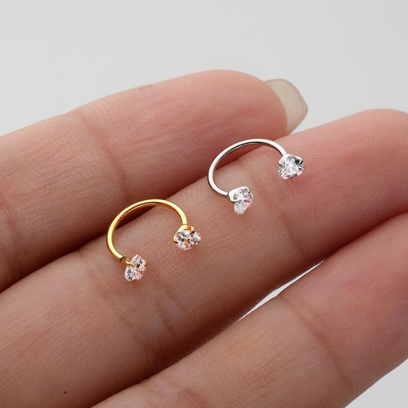 More size Nose Ring 20G 7mm/8mm Horseshoe Nose Hoop (Free Gem Picker Tool) Internally Threaded Gems Lightweight