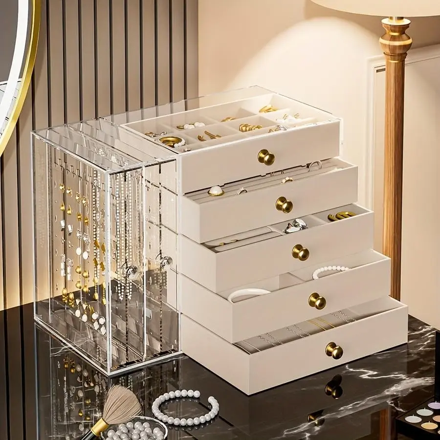 Clear Multi-Layer Jewelry Organizer, Large Capacity Transparent Stackable Drawer Box, Ideal for Bracelets, Watches, Rings, Earrings & Necklaces