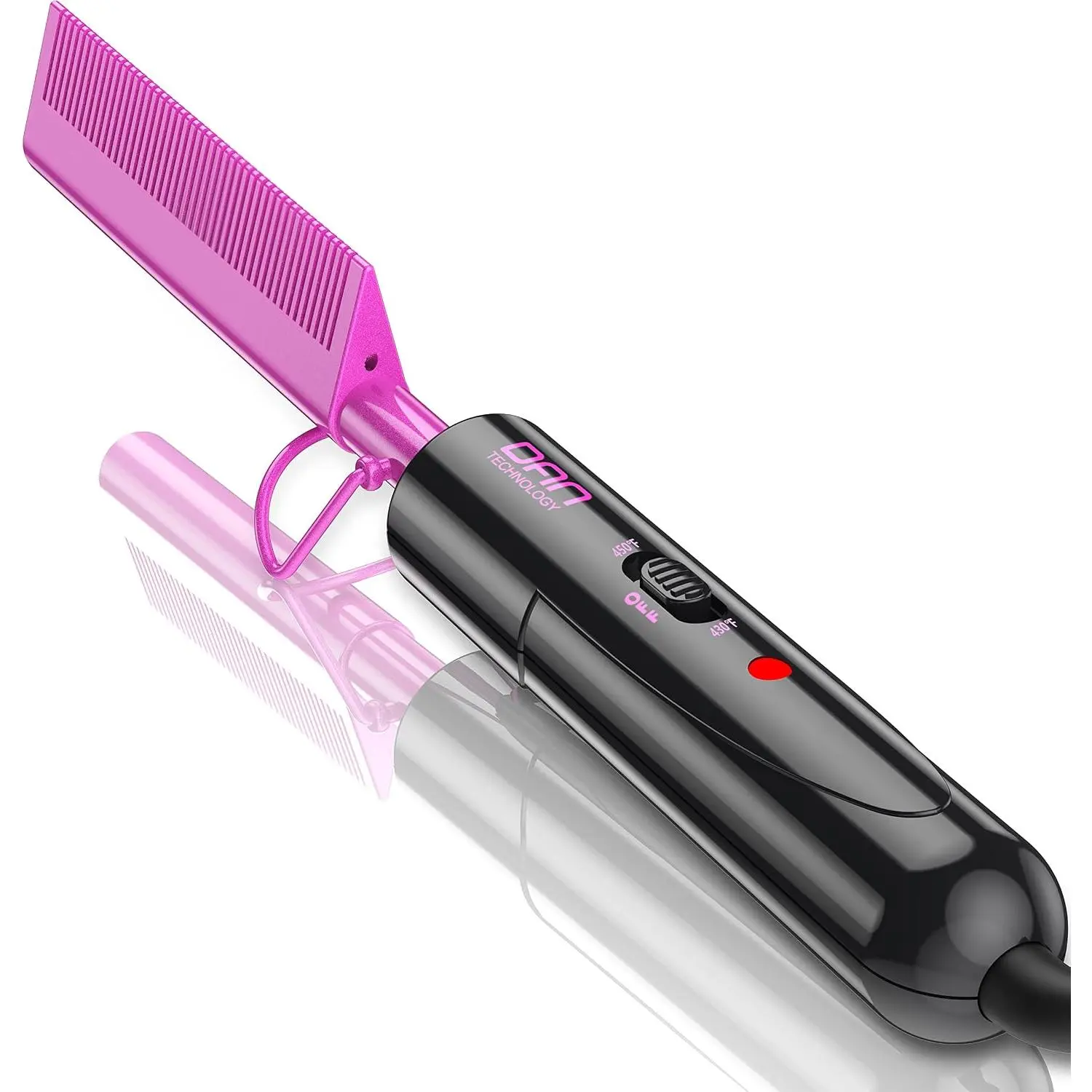 Ceramic Pressing Comb Mini Straightener for Lace Front Wigs and Black Women's Hair, Dual Voltage with 450 ° F Fast Heating