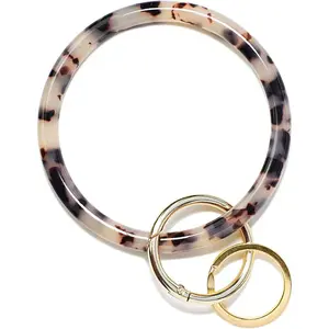 Mymazn Key Ring Bracelet Wristlet Keychain Bangle Keyring for Women, Acetate Round Key Chain