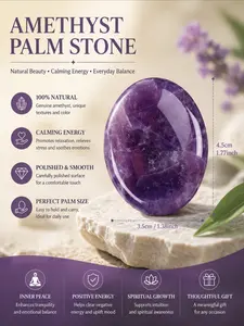 Amethyst Calming Stone 38mm, Pocket Worry Crystal, Third Eye Chakra Balance, Stress Relief Healing Gemstone, Crystal Pebble, Chakra Healing Stones, Healing Crystals