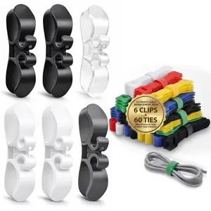 66 count Cord Organizer for Appliances Kit - Includes 6-Pack Appliance Cord Wrap & 60-Pack Multicolor   Ties -  Cord Organizer for Appliances, , Office & Kitchen
