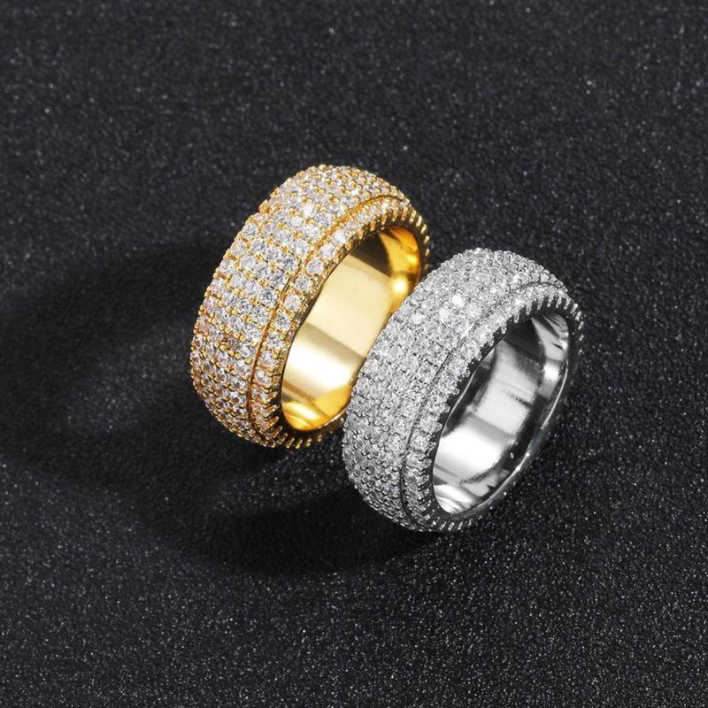 Deluxe Five Row Design Yellow White Hip Hop Ring For Men WomenPerfect ...