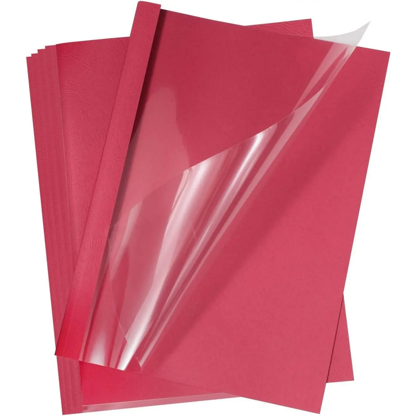 0.2" Thermal Binding Covers, 10 Pack PE Hold 35-50 Sheets Presentation Paper File Protector Folders with Hot Melt Glue for Office Work, Red