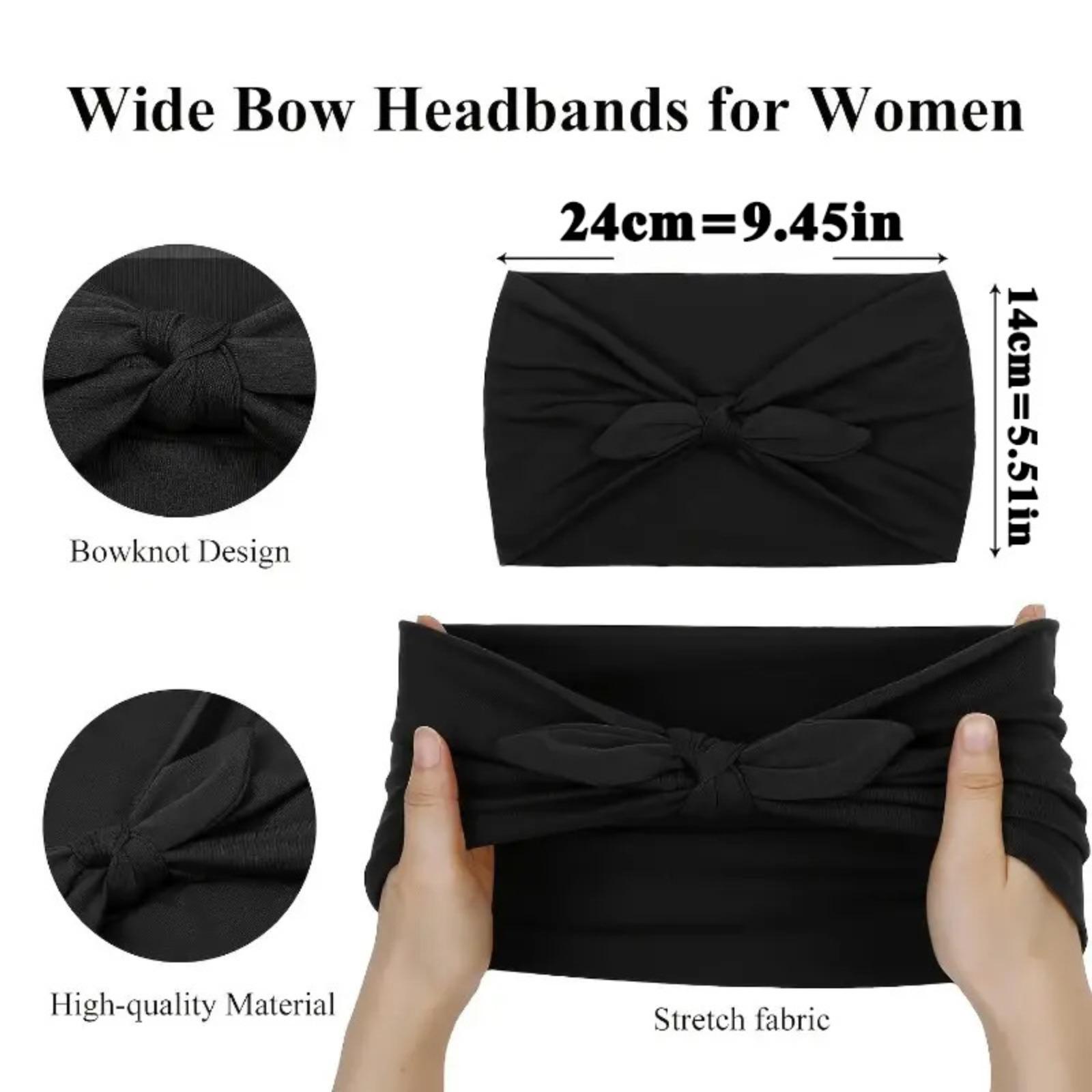 Solid Color Bunny Ear Bow Sports Headband, Elastic Yoga Sweatband, Soft Stretchy Hair Accessory, Available in 4 Pack and 8 Pack