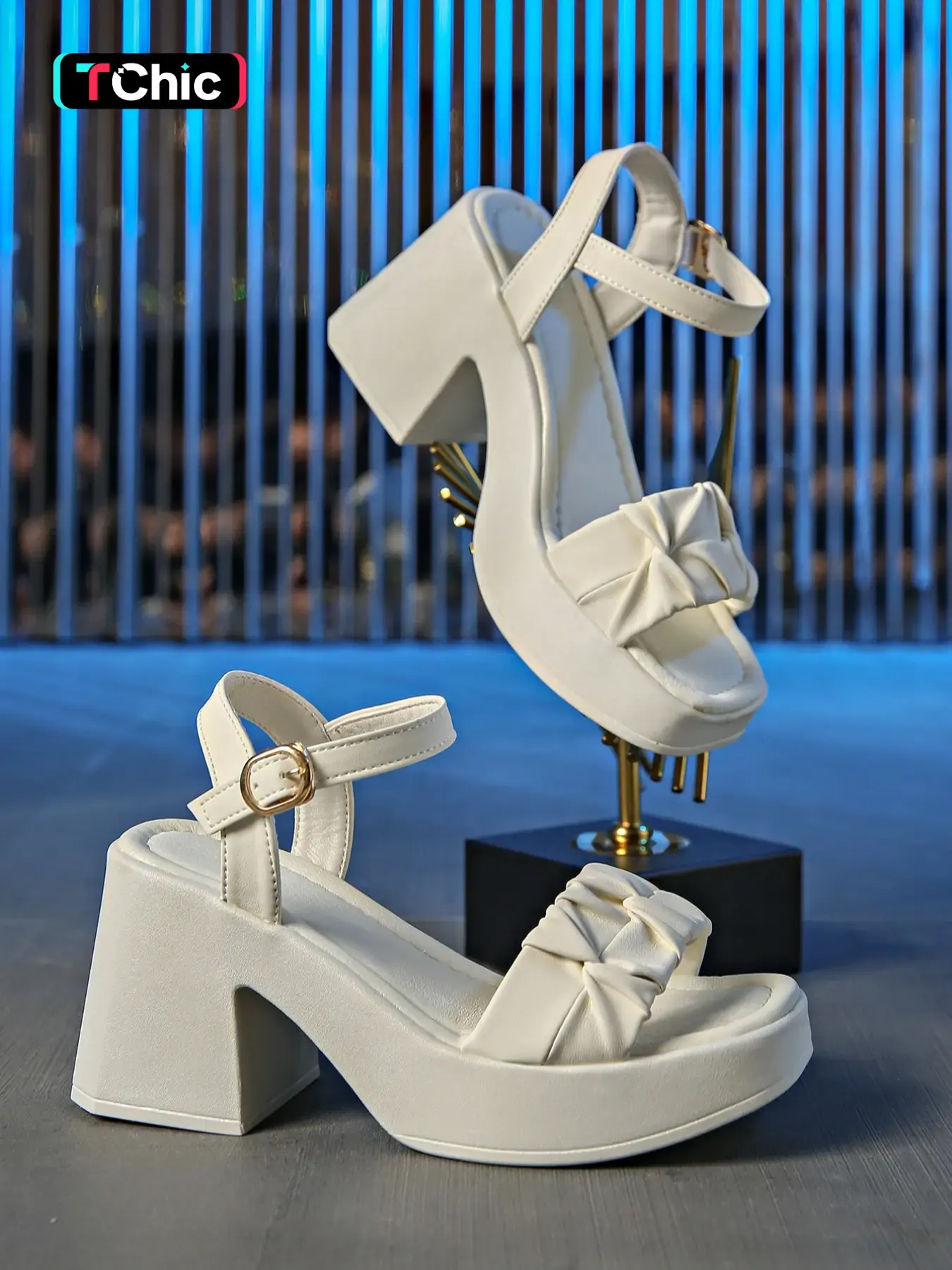 Women's Fashionable Bowknot Design Heeled Sandals, Chunky Heeled Sandals, Bowknot Heels, Elegant Square Toe High Heel Sandals for Party, Daily Clothing Decor for Women & Girls, Footwear