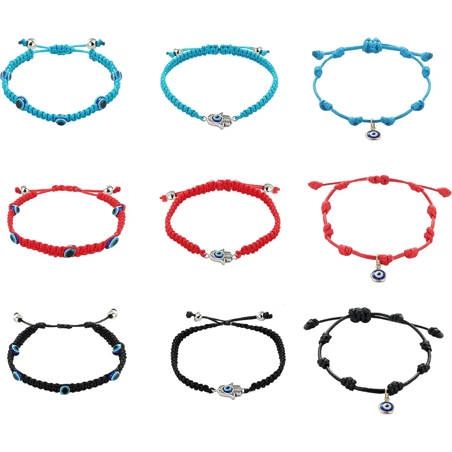 9 Pcs Evil Eye Red Bracelet for Women Men, Lucky Bracelet, Handmade Woven Beaded Bracelet, Adjustable Family Friendship Blessing Couple Protection Bracelet Jewelry