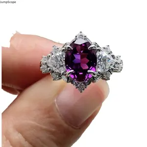 Luxury Purple Gem Halo Cocktail Ring, Ideal for Proposal Substitute Wear, Evening Events, Wedding Styling & Sentimental Romantic Gifts for Her
