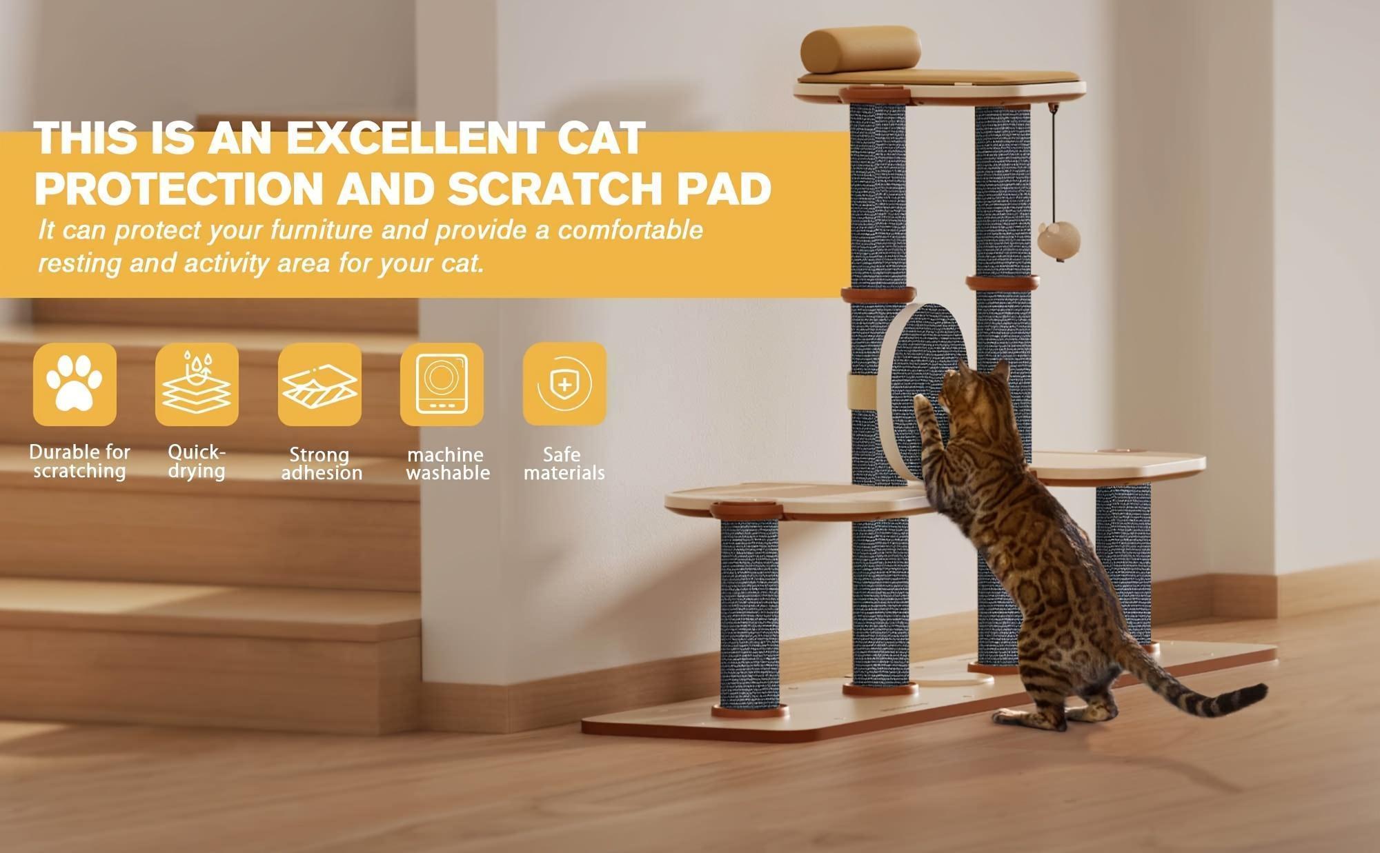 Customizable Cat Scratching Mat - Durable, Easy-Install Furniture Protector & Claw Care Pad for Cats - Multi-Purpose, Long-Lasting Polyester Design