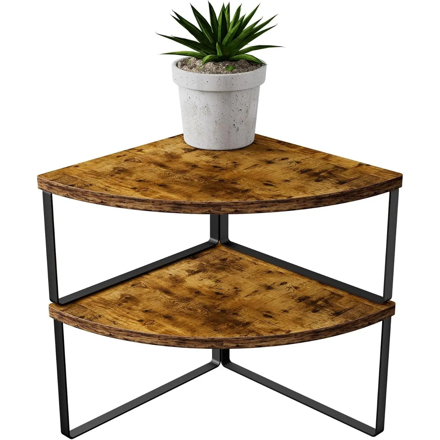 Corner Shelf Countertop Organizer - Set of 2 Corner Shelves for Kitchen Cabinet Organizer, Spice Rack, Stackable Bathroom Organizers and Storage, Sink Rack, Corner Cabinet, Counter Decor, Rustic Brown