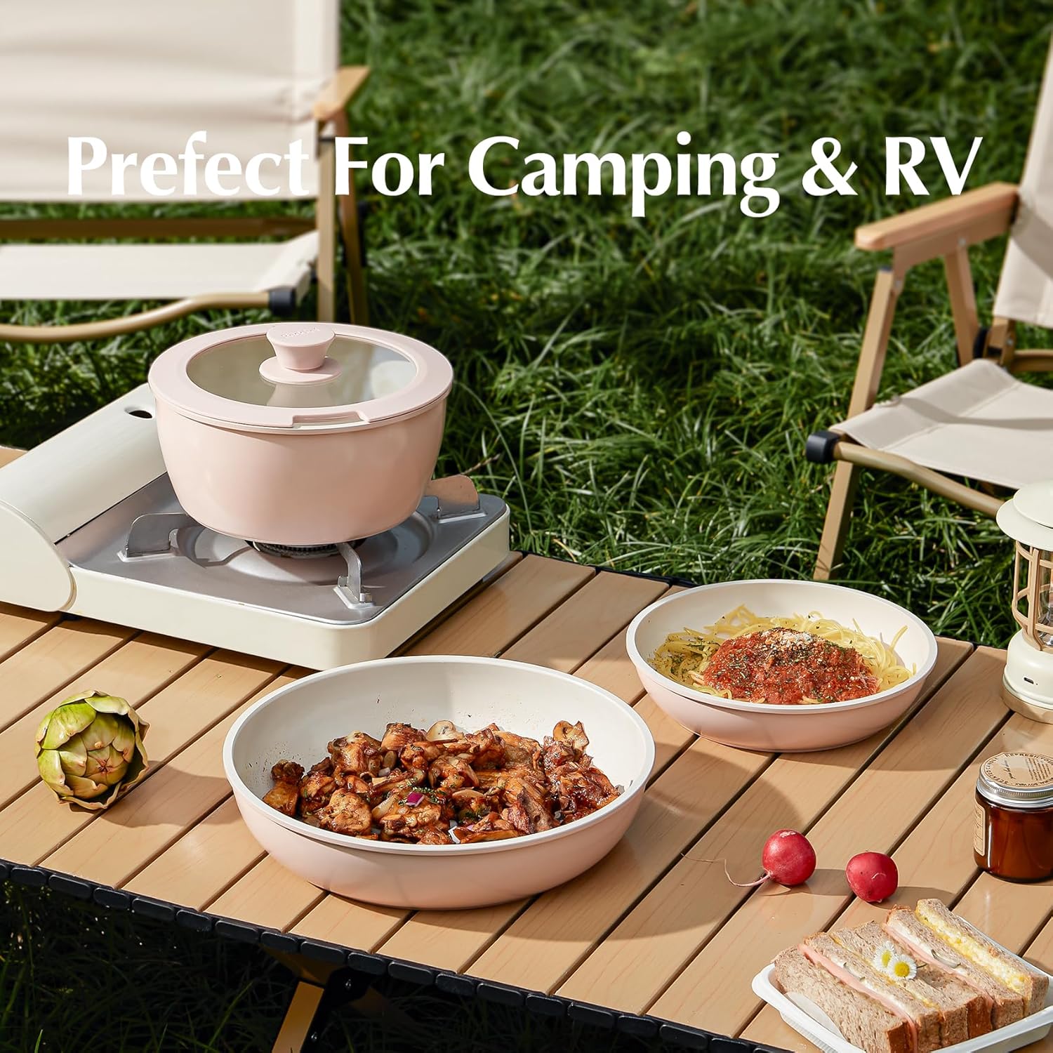 Pans and Pots Set Nonstick, Ceramic Cookware Set with Detachable Handles 16 count, Induction Dishwasher Oven Safe Kitchen Cooking Set,  PFOA & PTFE Free,