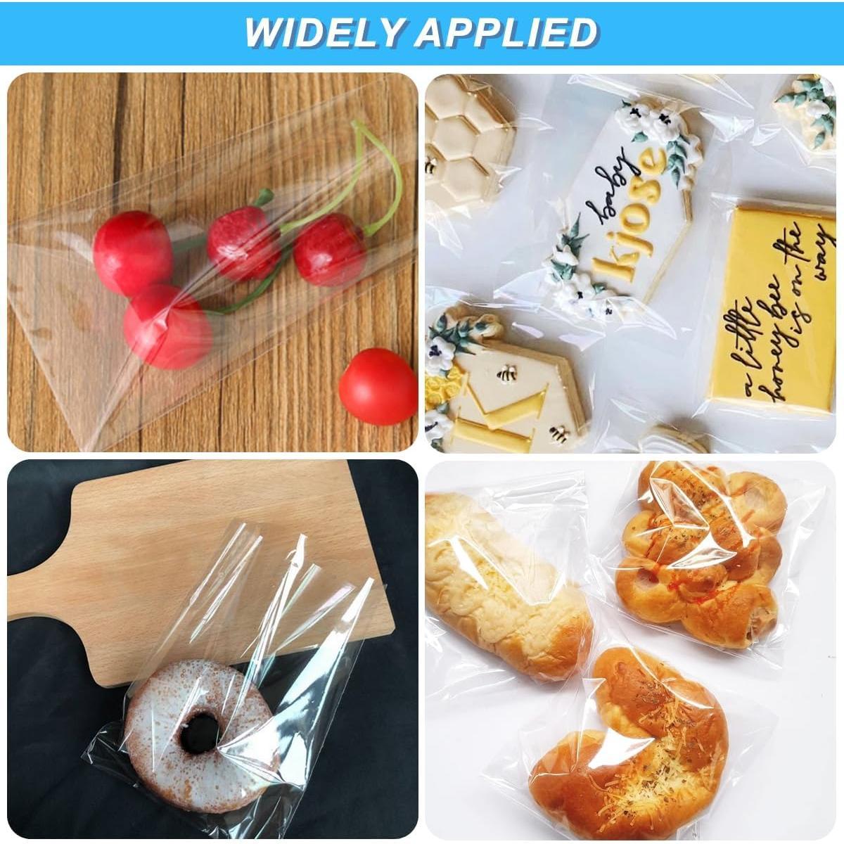 100 Pack 4 3/4in. X 6 1/2in Clear Resealable Cello/Cellophane  Bags Self Sealing Bags  Safe for Cookie Candle Soap Candy Bakery