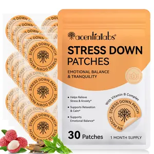 Acentiallabs Stress Relief Patches, Vitamin B Complex, Tea & Lychee Extracts, Relieves Anxiety, Waterproof, Easy to Use, 30pcs Bag