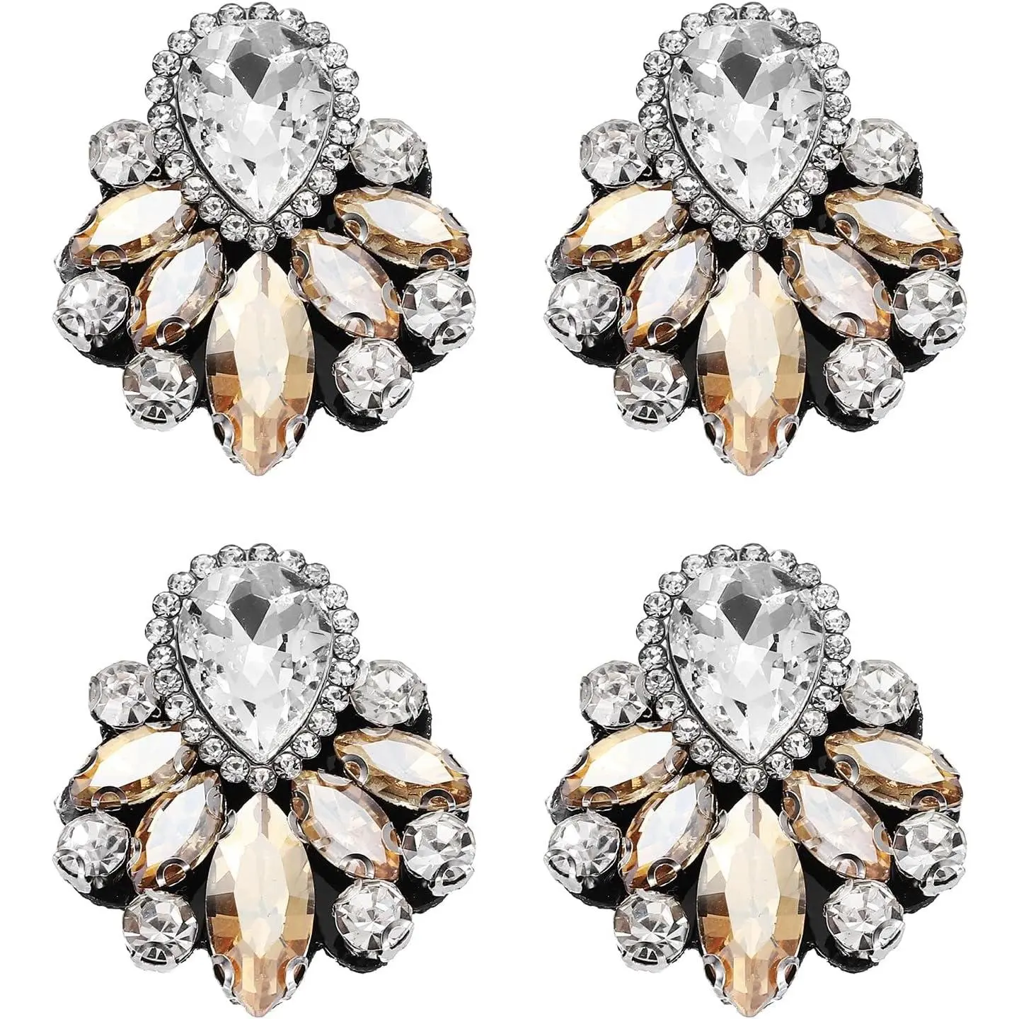 4 count  Beaded Patches, Glass  Rhinestone Appliques  Sew  Beaded Patch for Clothing DIY Sewing Accessories,