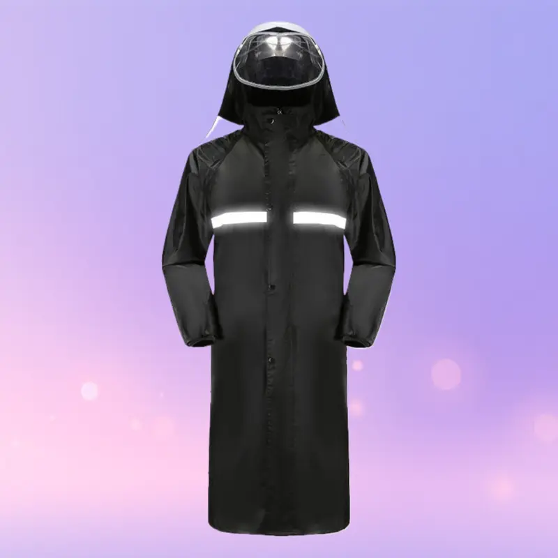 Long Double Layer Thickened Reflective Full Body One Piece Raincoat Heavy Rainproof For Men Security Property Labor Work Use