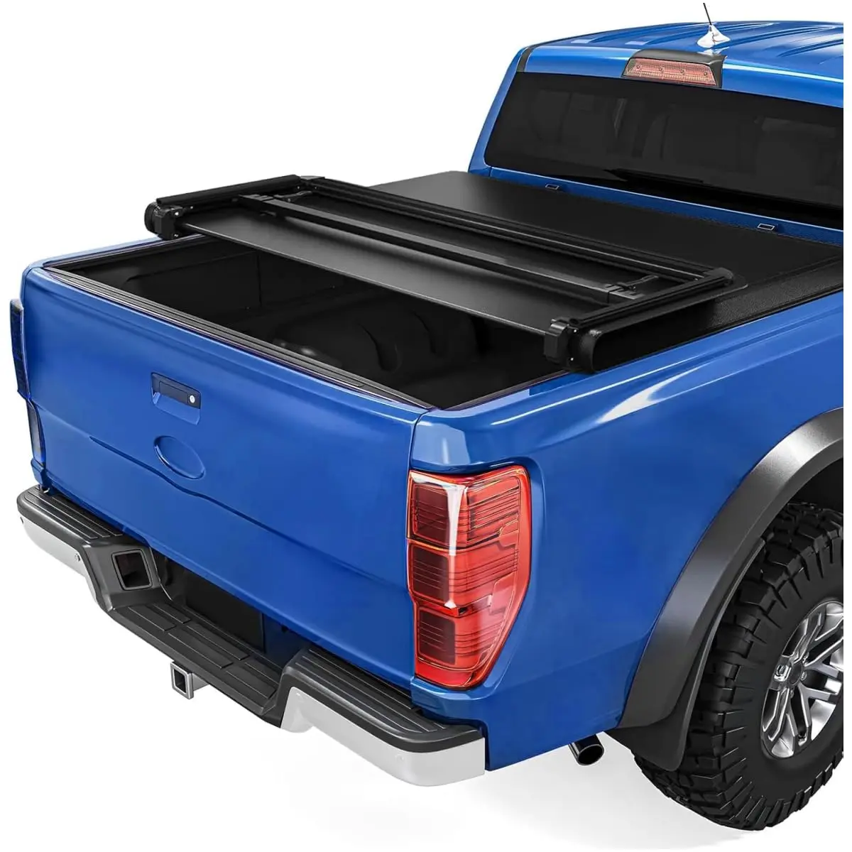 Soft Tri-Fold Tonneau Cover for 2016–2023 Toyota Tacoma TRD Short Double Cab – 6-Foot / 73.7-Inch Bed, Excludes Trail Special Edition Storage Box – Matte Black