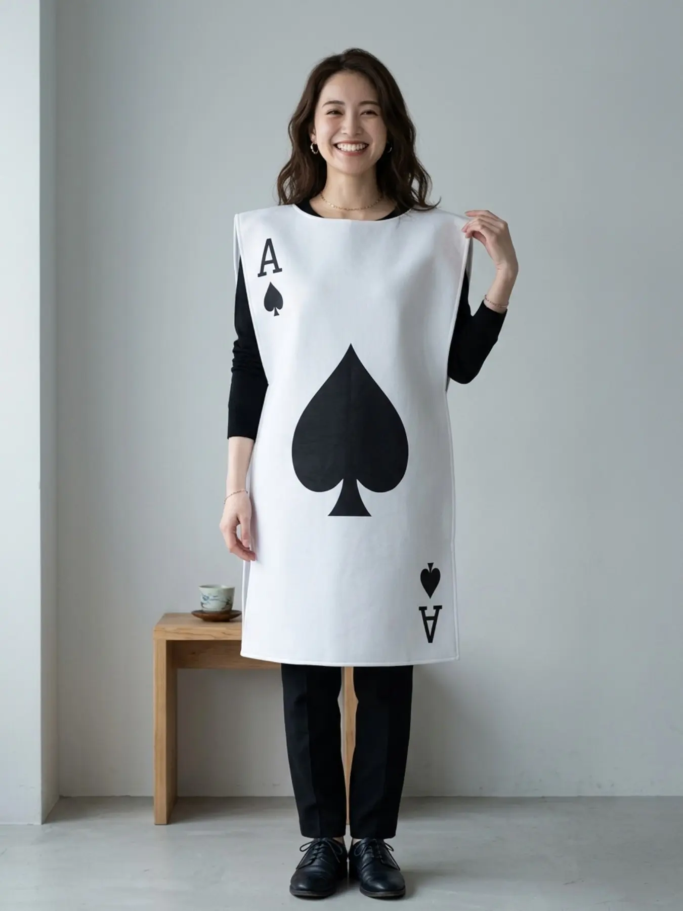Adult Poker Card Role Play Costume, Ace Stage Cosplay Party, Long Loose-Fitting Print Top, All Seasons Unlined