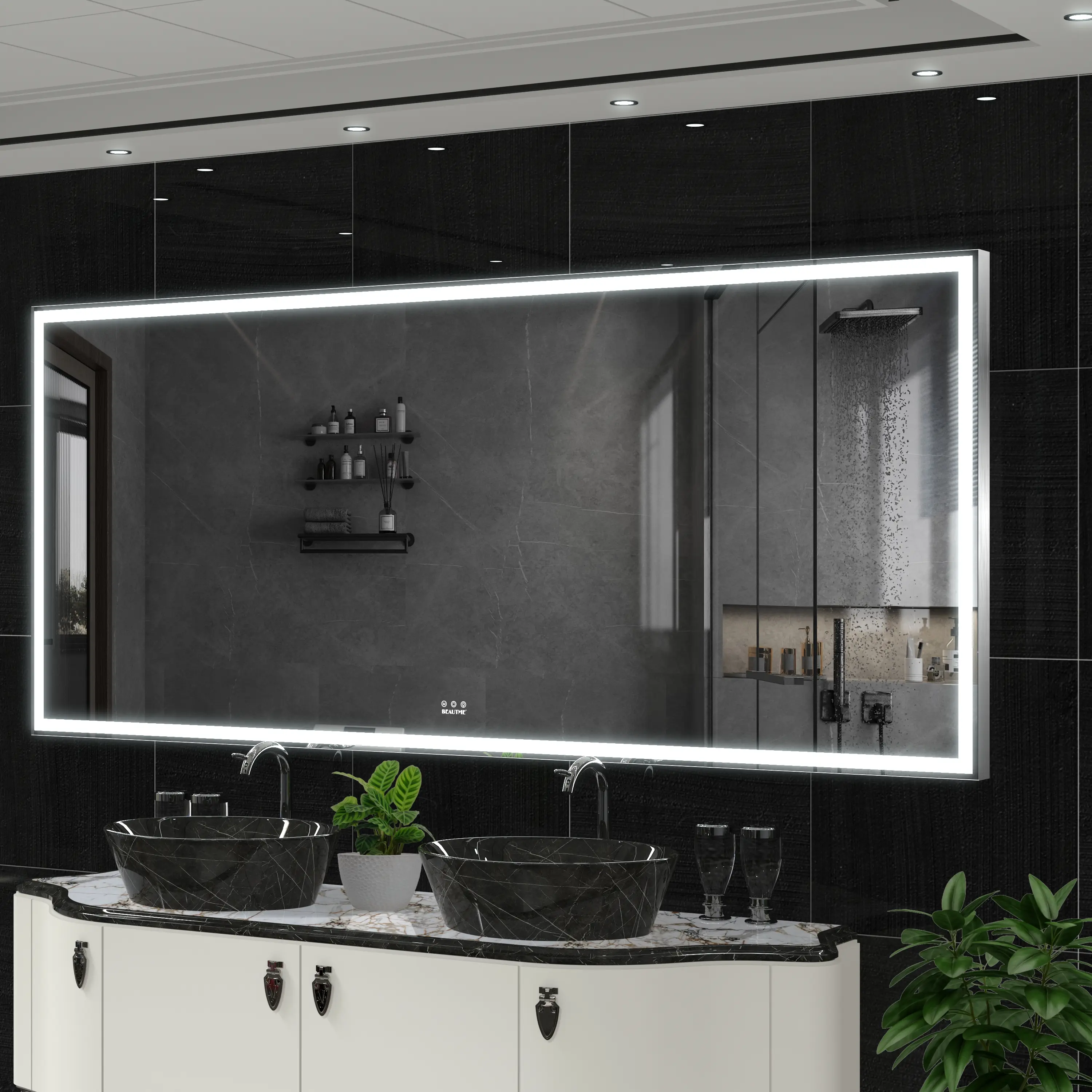 ARCH Extra Large 84x36 Inch LED Bathroom Mirror with 3 Color Lighting, Aluminum Framed Wall Mounted Vanity Mirror, Full Body Mirror with Lights, Vertical Horizontal Hanging for Bedroom Living Room, Silver, Home Furniture and Household Product