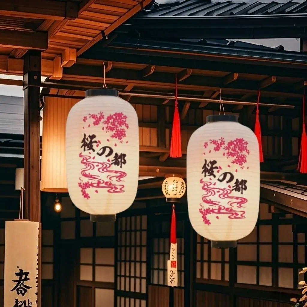 Japanese Style Traditional Artistic Lantern, 1 Count Sakura Pattern Hanging Lantern, Plastic Decor, Hanging Decor for Home, Restaurant, Cafe, Window, Holiday Celebration, Ornaments