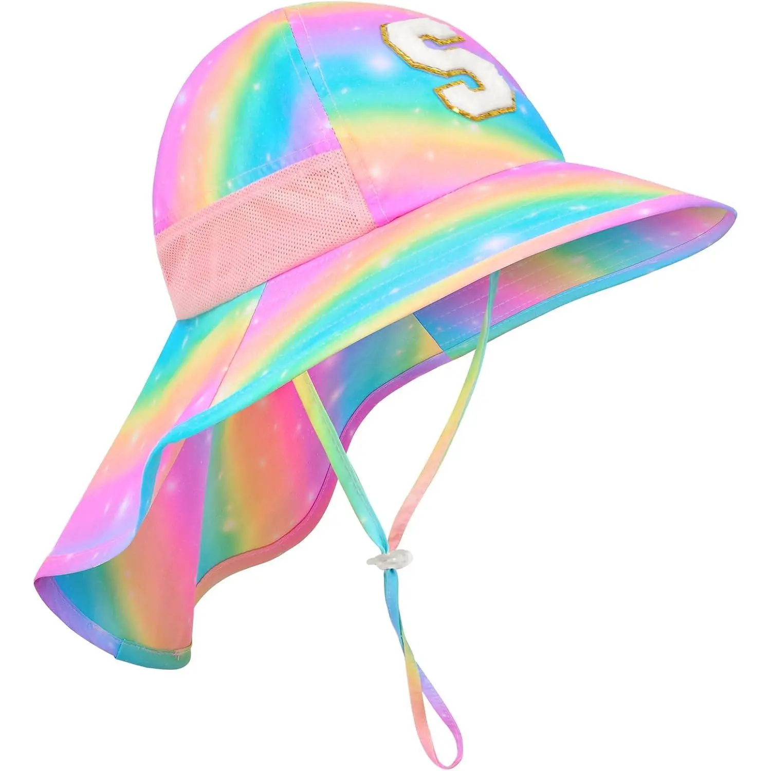 Sun Hat for Girls UV Protection Wide Brim Mesh  Summer Beach Fishing Hat with  Flap for Girls 3-8