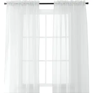 Elegant 2-Piece Sheer Panel with 2inch Rod - Window Curtains 40-inch Width X 84-inch Length, White