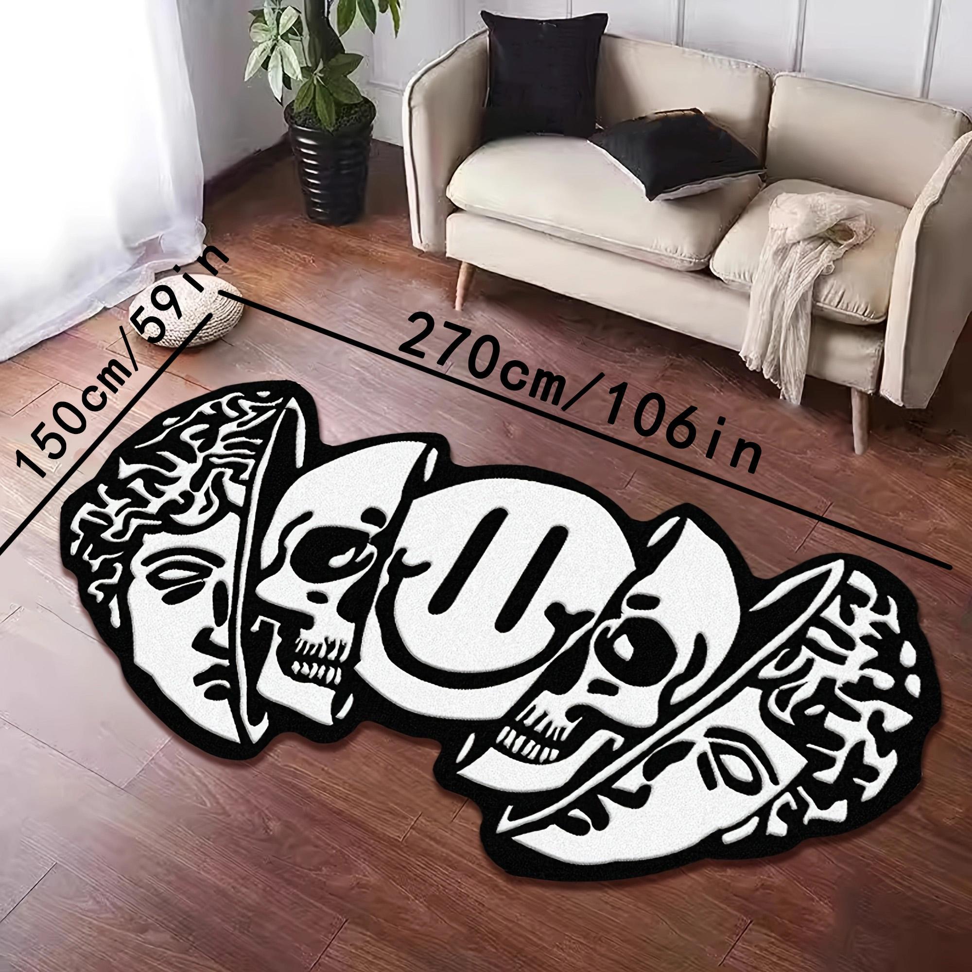 Abstract Skull Pattern Carpet, 1 Count Creative Non-slip Soft Floor Mat, Decorative Area Rug for Home Living Room Bedroom Study Room, Modern Abstract Rug, Home Decor Rugs
