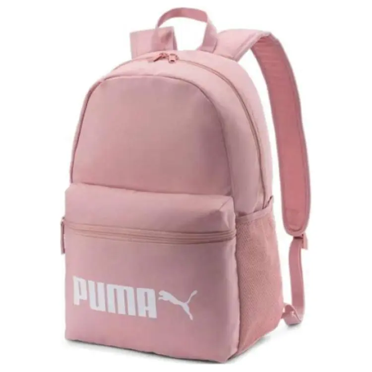 Puma Phase Reflective Logo Backpack for Men and Women, Fashionable Polyester Design in Sakura Pink