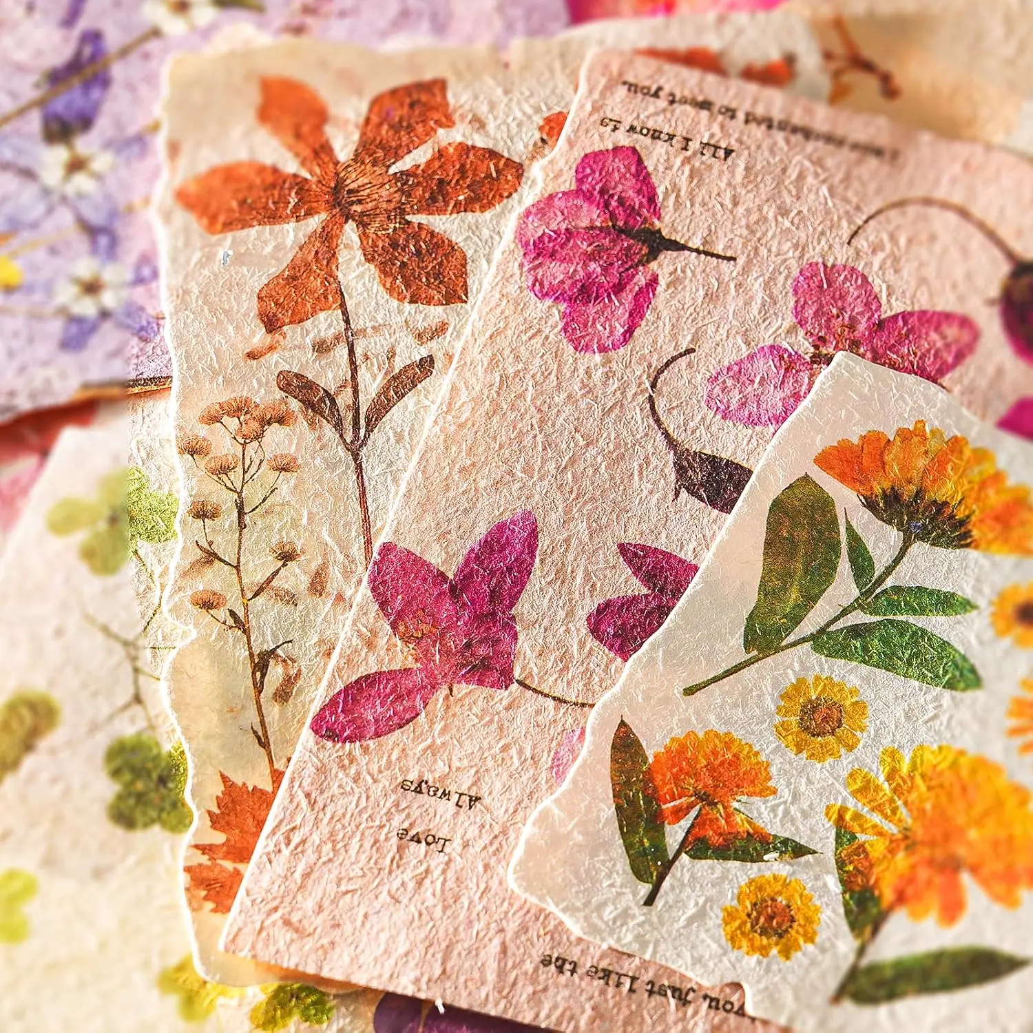 120 count Floral Textured Scrapboo Paper, Embossed Rice Paper for Decoupage
