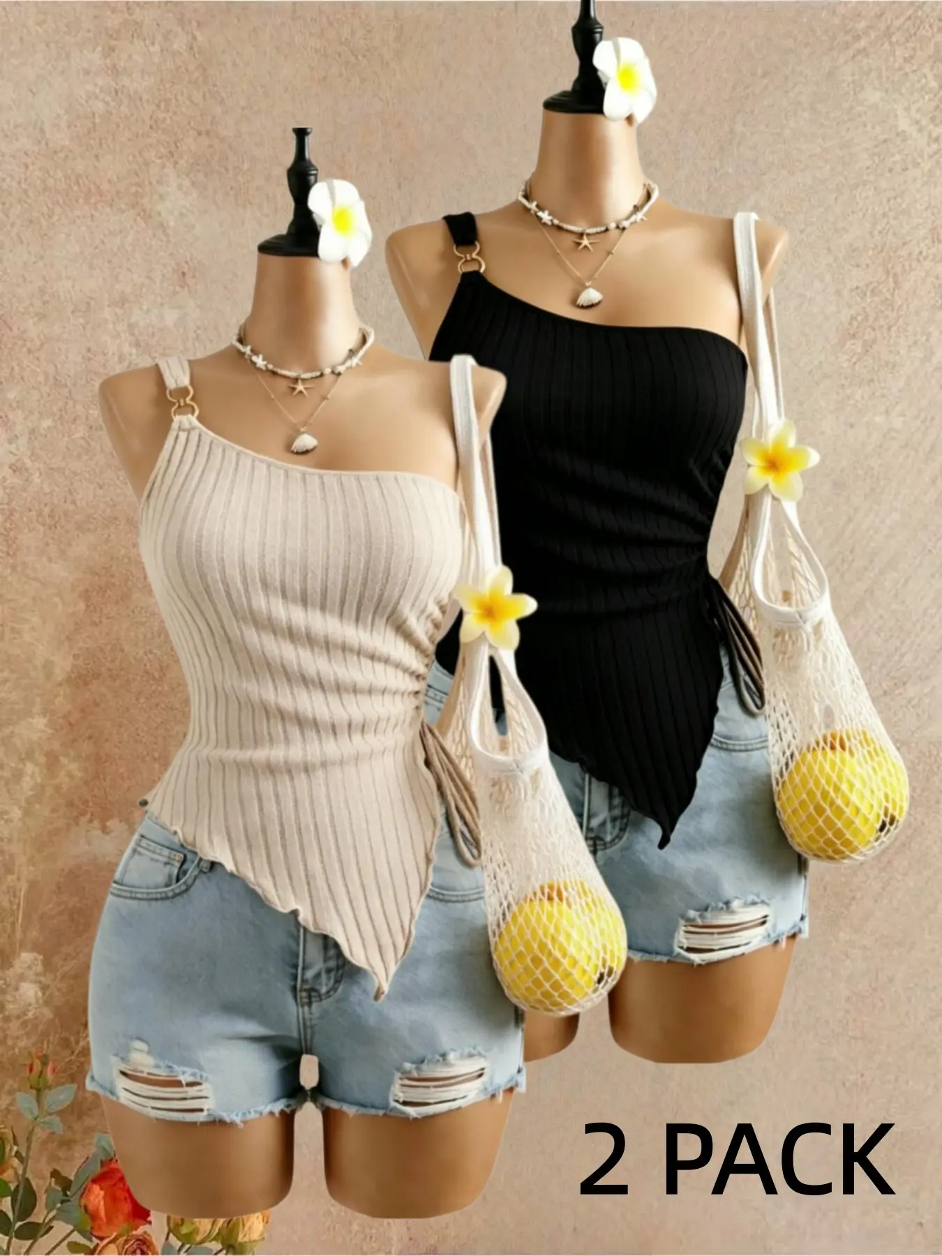 Women's Solid Ruched Asymmetrical Hem Tank Top, Camisole Tops, Casual Fitted Sleeveless, Elegant One Shoulder Drawstring Side Top for Daily Wear, Ladies Clothes for All Seasons, Adjustable Cami Top