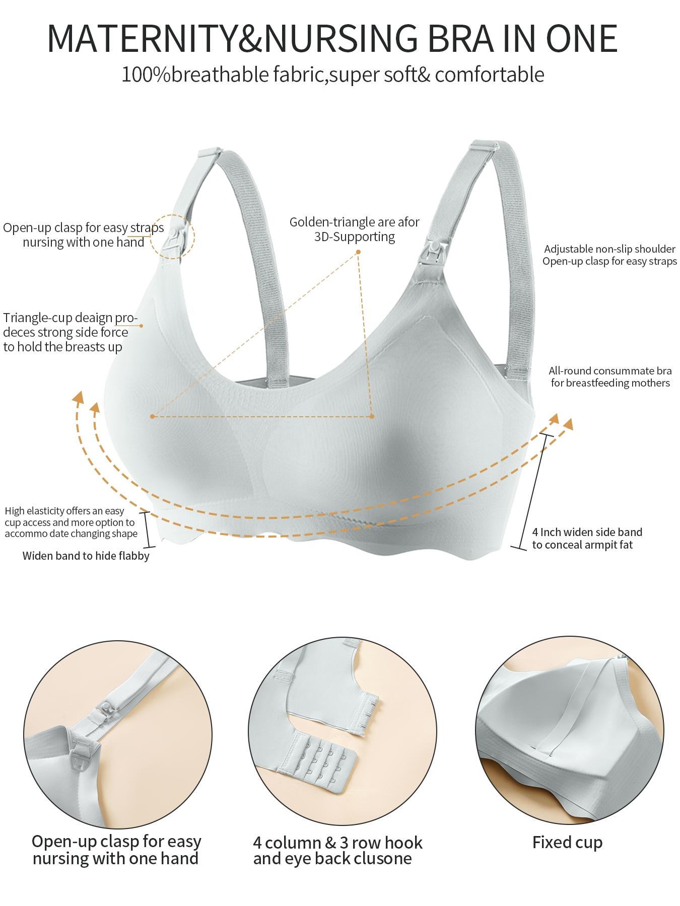 Maternity Wireless Bra, Adjustable Strap Nursing Bra, Women's Maternity Underwear for Postpartum, Pregnancy Bra for Breastfeeding, Seamless Maternity Bra