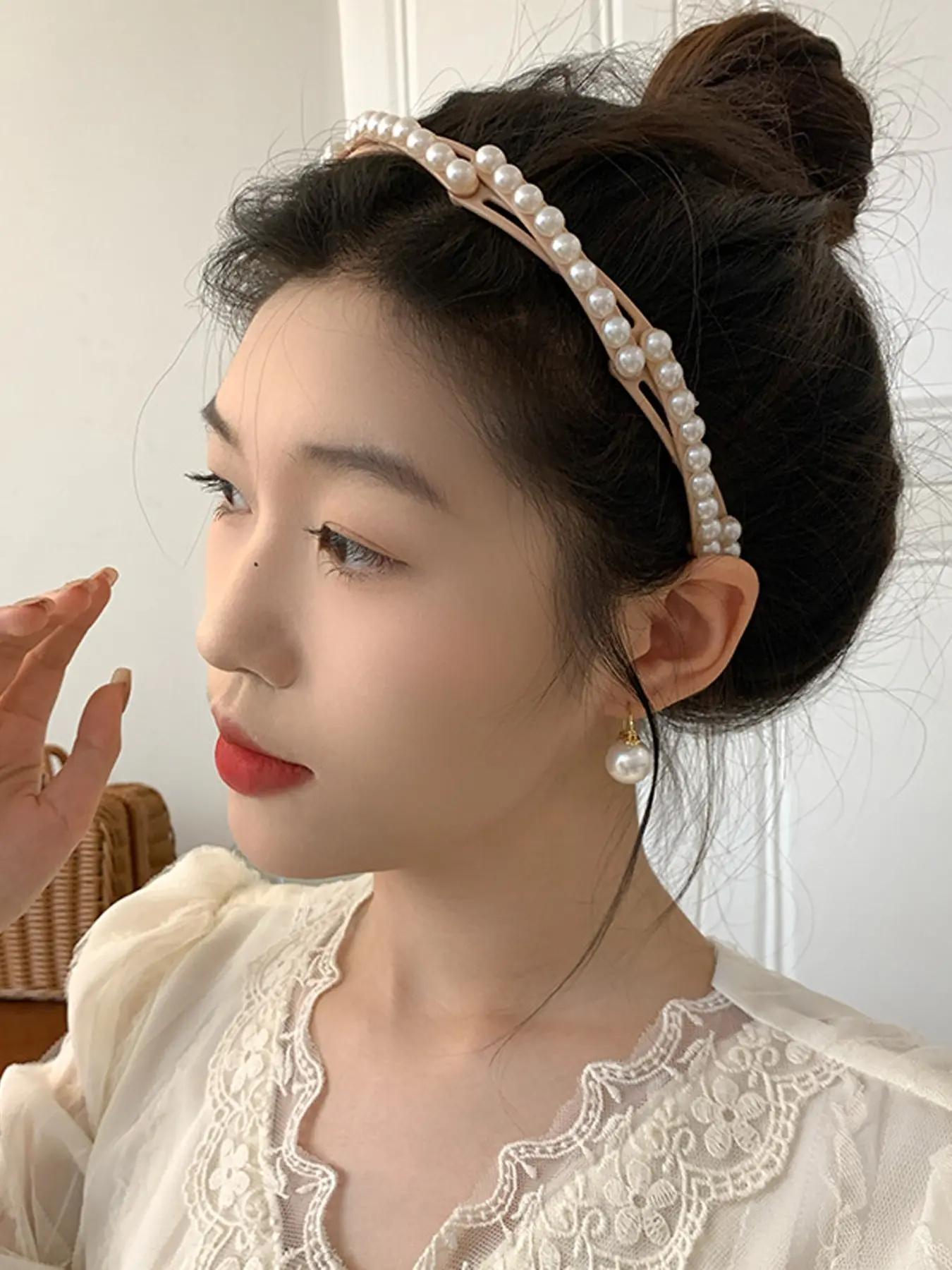 Pearl Folding Hairband with Comb Design, Casual Fashion Hair Accessory, Comfortable and Practical, Four Colors Available