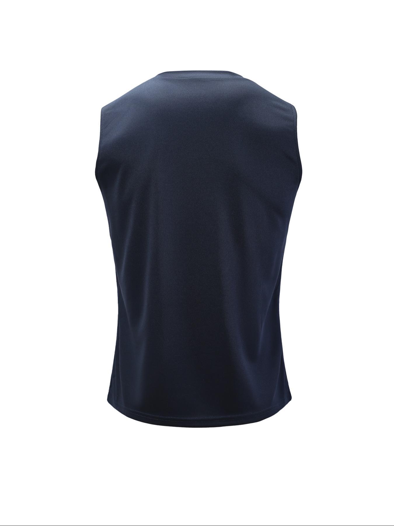 Men's 5pcs Solid Round Neck Sleeveless Sports Vests, Breathable Comfortable Quick Drying Sweat-absorbing Tank Tops for Outdoor Activities, Sport & Outdoor Clothing for Summer