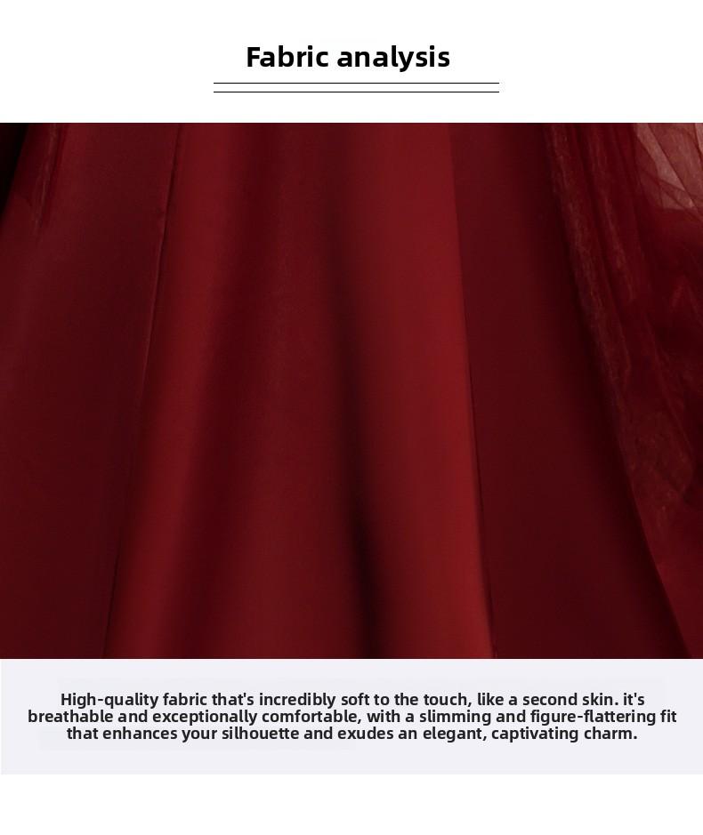 2026 New Style Wine Red Fishtail Toast Dress, Female Vocal Music Art Exam Evening Dress, Annual Party Host Off-the-Shoulder Light Wedding Dress