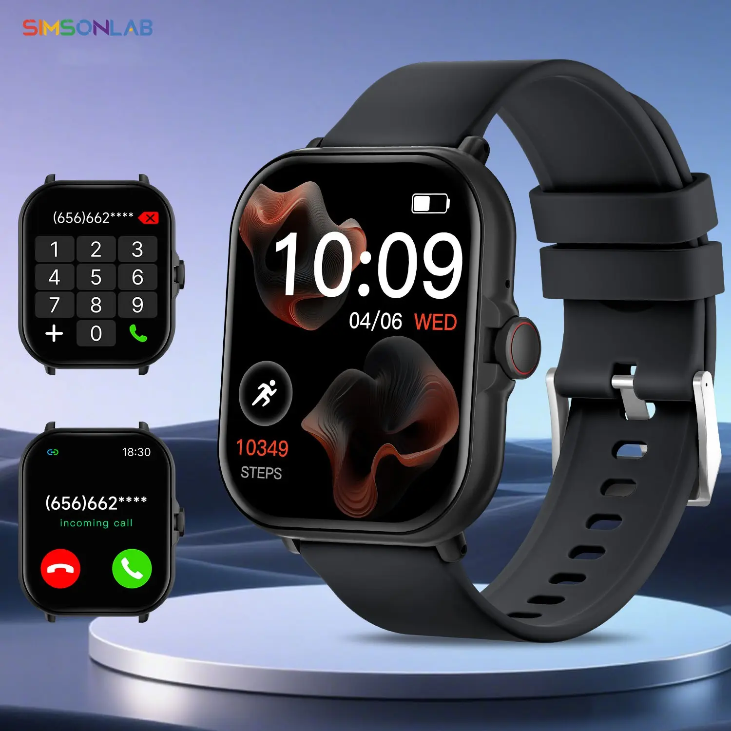 SIMSONLAB 1.83-Inch Smartwatch, Multifunctional Smartwatch for Men and Women - Multiple Sports Modes, Music Control, Wireless Calling, Voice Alerts, Message Notifications, Custom Watch Faces, iOS & Android Compatible, Colorful Bands