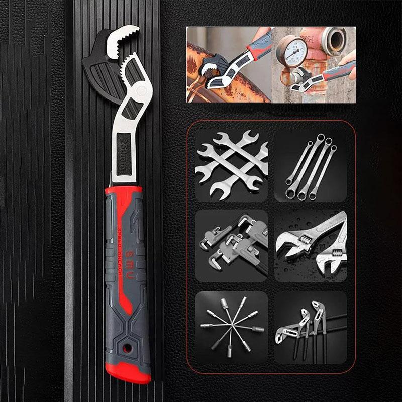 Multifunctional Self-locking Ratchet Wrench, Universal Adjustable Pipe Wrench with Durable Handle, Quick Self Adjusting Locking Wrench, Hand Tools, Tools and Gadgets, Multifunctional Wrench Set