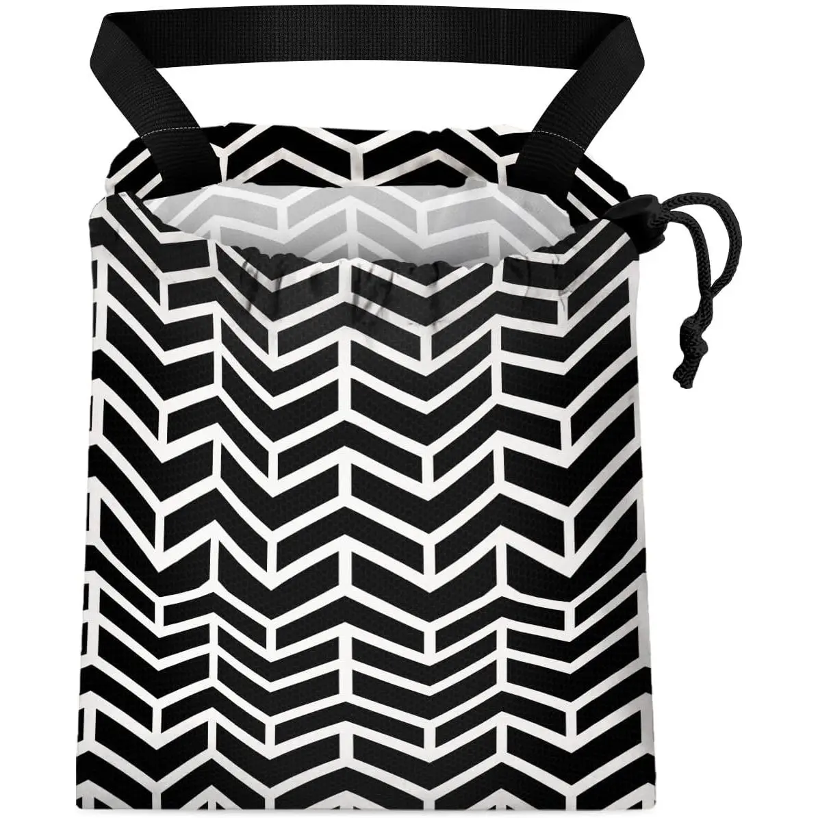 Trash Bag   of Seat  Small Cute Printed -Handed Strap Drawstring Garbage Bags for -Black White