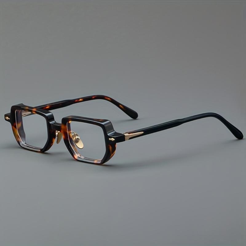 Vintage Tortoiseshell Wide Temple Eyeglasses, Gold Metal Accents, Non-Prescription PC Lenses, Classic Unisex Stylish Durable Eyewear for Men Women