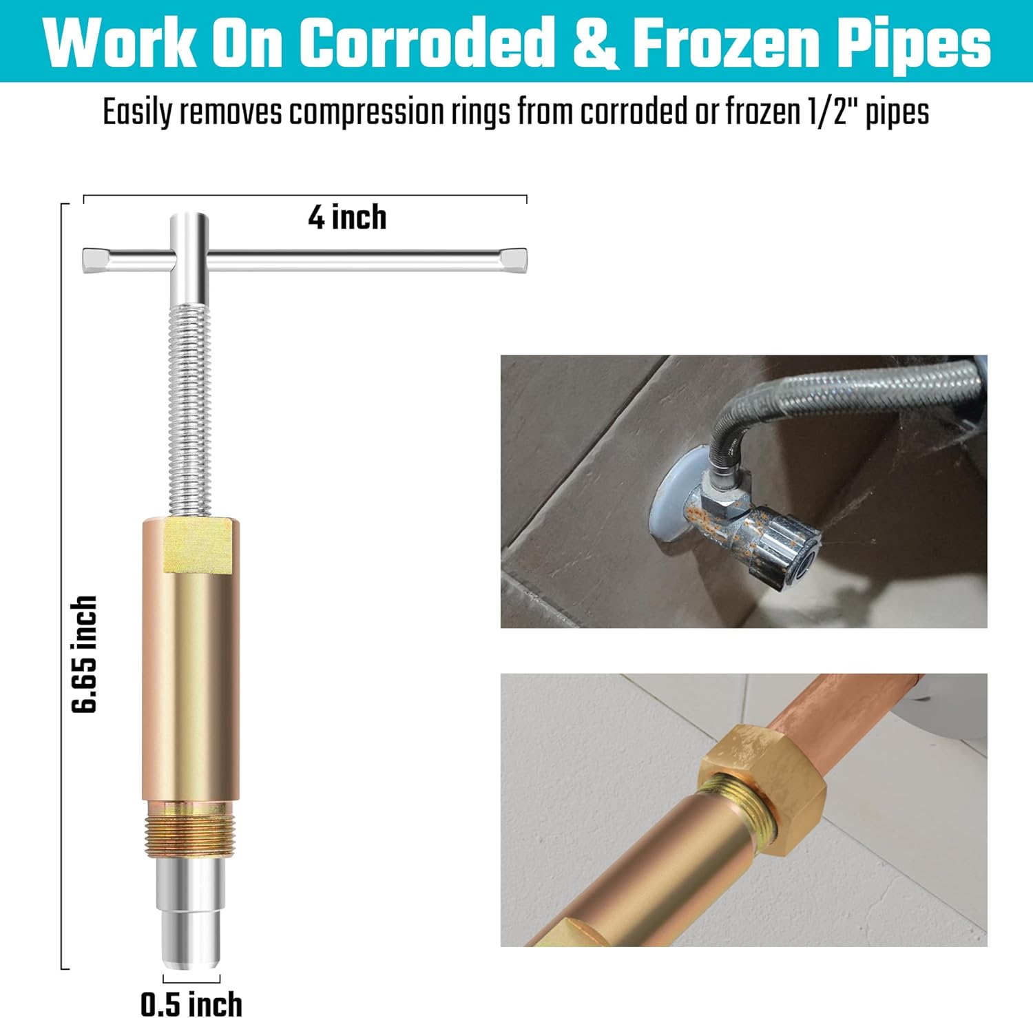 Compression Sleeve Puller Tool, Ferrule Puller for 1/2 " Compression Fittings, Without Damage, Corrosion Resistance, Remove Nut and Ferrule of Pipe in Kitchen, Sinks, and Bathtubs