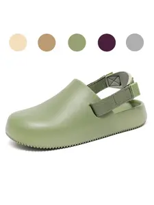 Unisex Green Closed-Toe Medical Clogs: Adjustable Strap, Anti-Slip Work Slides