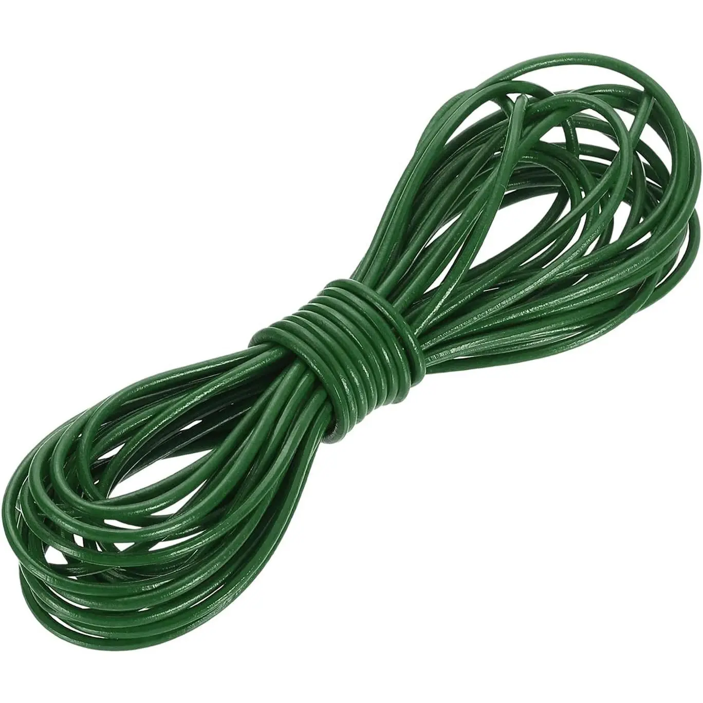 Round Leather Cord, 5.5 Yard 2 mm Leather String Strips Lacing for DIY Crafts Making Bracelet Purse Strap, Dark Green