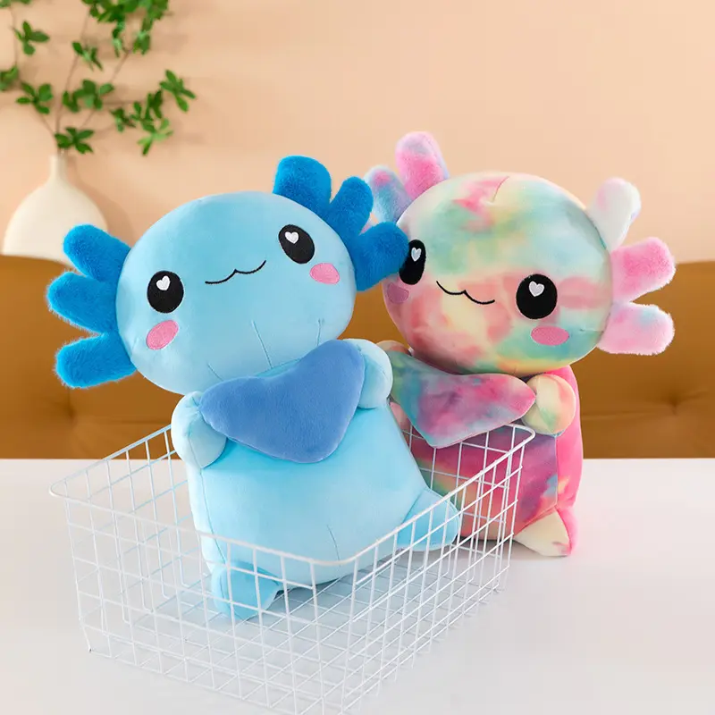 Axolotl Plush Toy, Stuffed Animal Plush Toy, 11.76-inch Axolotl Plush Doll, Cute Plush Toy Soft Axolotl Plush Toy Kawaii Plush Pillow, Suitable for Birthdays, Holidays Cute Animal Pillow (Pink, Colorful Four Colors) Couple's Soft Hugging Heart Axolotl