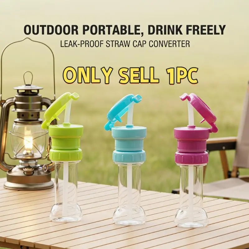 Twist-On Bottle Cap with Straw, Spill-Resistant Reusable Drink Lid, Leakproof Lid for Water, Juice, Soda Bottles, Tumbler Straw Lid, Drinkware Lid