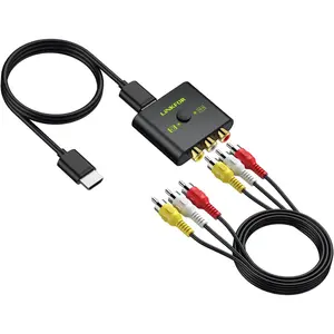 LiNKFOR RCA to HDMI Converter, 1080P AV to HDMI Converter, 16:9/4:3 Conversion Mini Composite CVBS Audio Video Adapter Supports PAL/NTSC for Wii/PS1/PS2/N64/Xbox