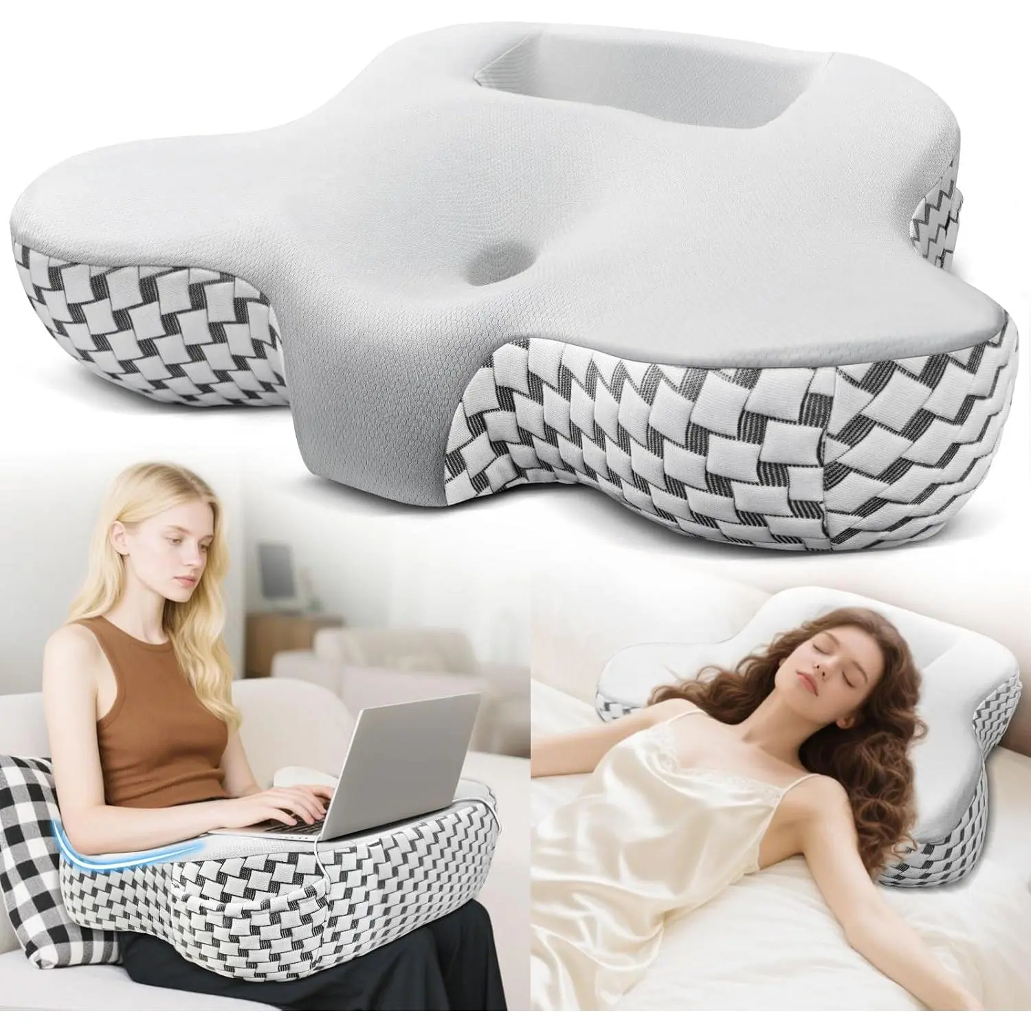 Multifunctional Pillows, Cervical Neck Pillow, Reading Pillow for Gaming Lap Desk Pillow for Laptop, Ergonomic Pillow for Sleeping, Gaming, Reading, Working